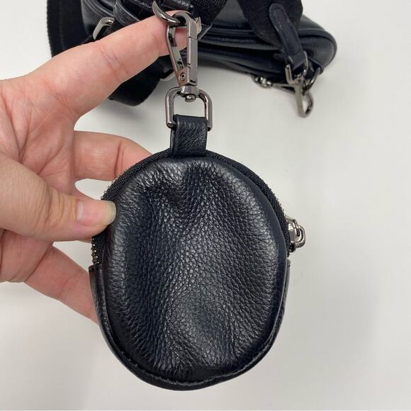 Black Faux Leather 2 in 1 Adjustable + Chain Straps Crossbody Shoulder Bag - Picture 11 of 15